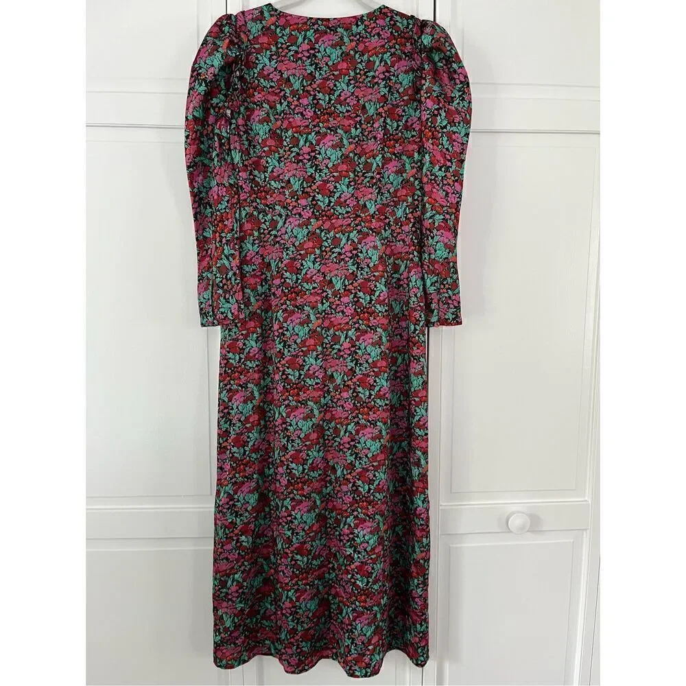 J. Crew Drapey Puff Sleeve Dress Floral Kentucky Derby Dress Size 2 EUC